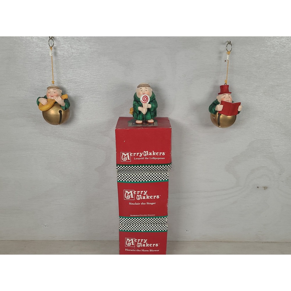 MerryMakers Handpainted Porcelain Ornaments Leopold Sinclair Horatio Set of‎ 3